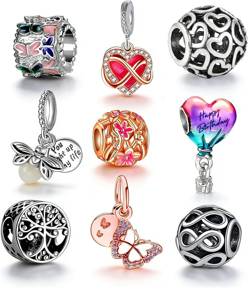 Acrobious 9PCS European Charms Beads Pendant For Bracelet, Charms DIY Bracelets Necklace Jewellery Gift - Image 1